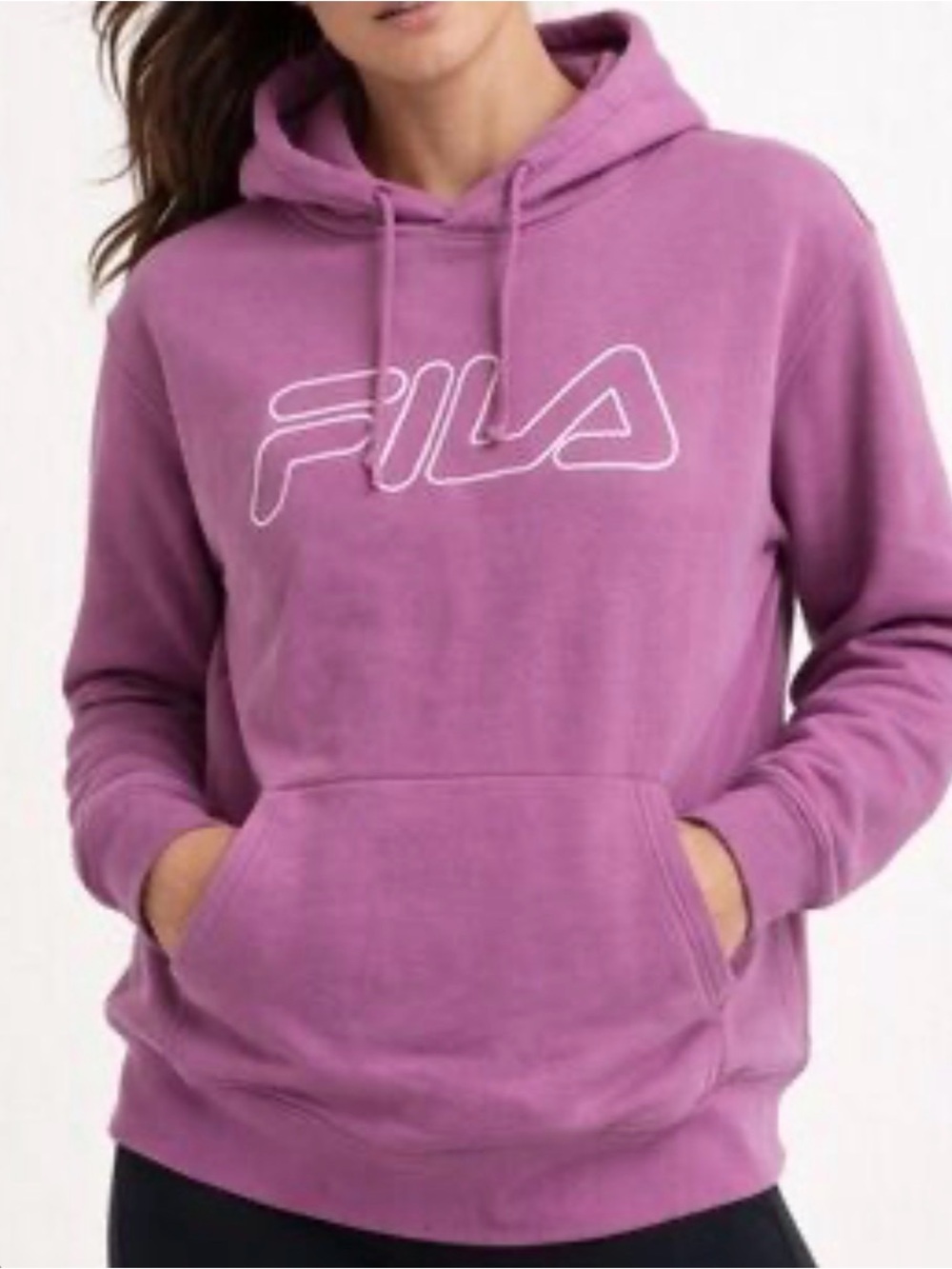 FILA Women's Mauve Pullover Hoodie with White Logo